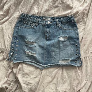 Denim Distressed Mini Skirt | Charlotte Russe